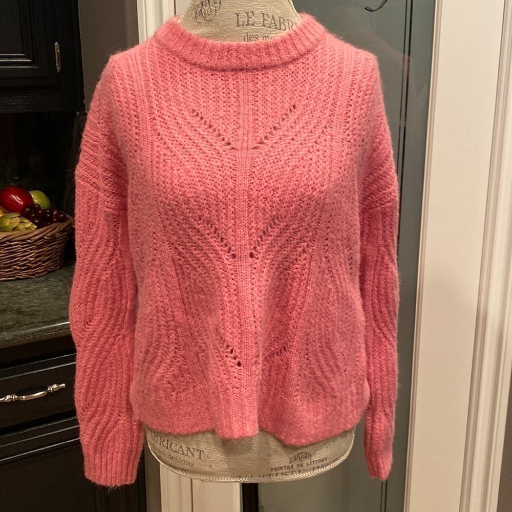 Madewell Open Knit Barbiecore Pink Sweater size Small